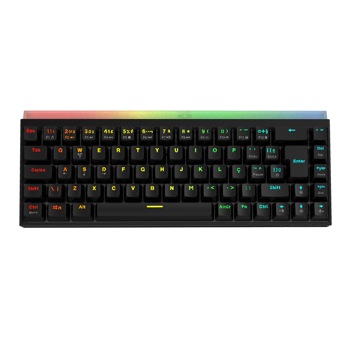 TECLADO USB GAMER MECANICO 60% PCYES SHIYAN BLACK VULCAN RGB SWITCH RED PRETO