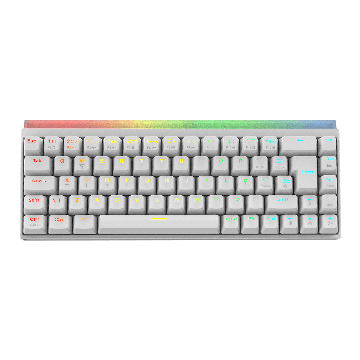 TECLADO USB GAMER MECANICO 60% PCYES SHIYAN WHITE GHOST RGB SWITCH RED BRANCO