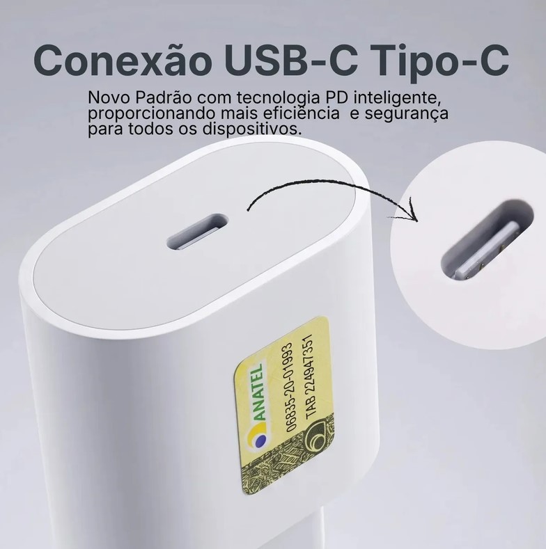 CARREGADOR DE TOMADA TIPO C ORIGINAL APPLE 20W MODEL A2465
