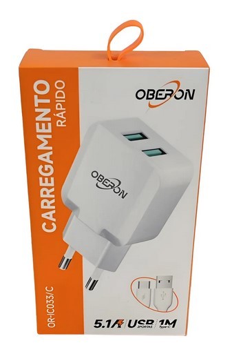 CARREGADOR DE TOMADA USB DUPLO 5.1A OBERON OR-IC035