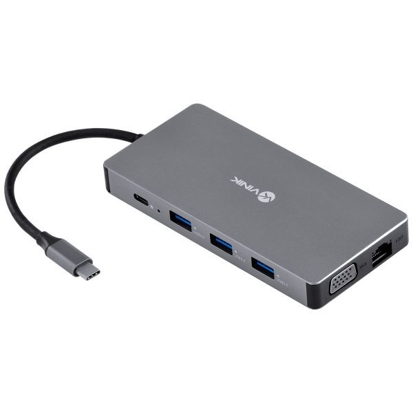 ADAPTADOR TIPO C P/ 3 USB 3.0 / TIPO C FEMEA PD60W / HDMI / VGA / RJ45 / AUDIO P2 / CARTAO SD / TF