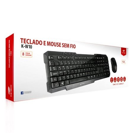 TECLADO E MOUSE S/ FIO C3TECH K-W10BK PRETO