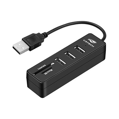 HUB USB 2.0 C3TECH HU-L200BK 3 PORTAS USB / 1 MICRO / SD 1 SD PRETO
