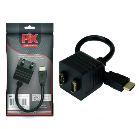 CABO HDMI Y DUPLICADOR 1 ENTRADA E SAÍDAS PIX PRETO